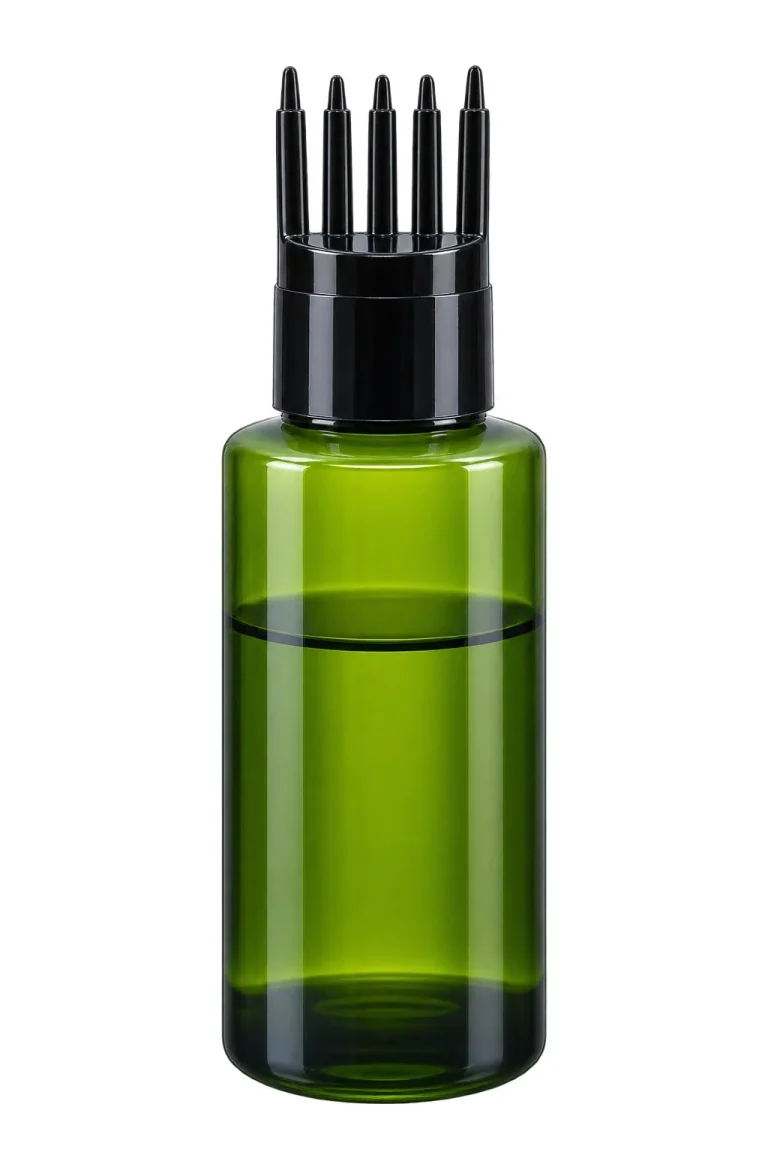 Green Bottle with Black Applicator Cap – PET body / PP cap container – S.A Plastic Industries