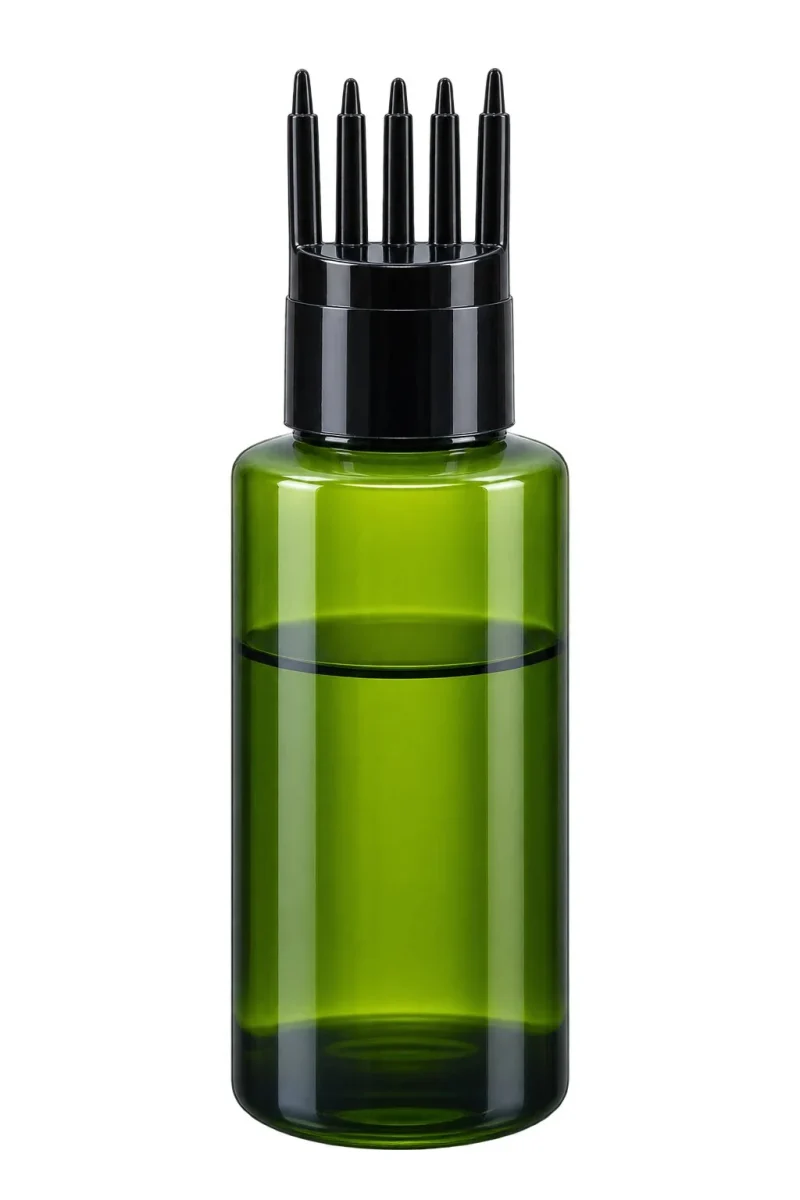 Green Bottle with Black Applicator Cap – PET body / PP cap container – S.A Plastic Industries