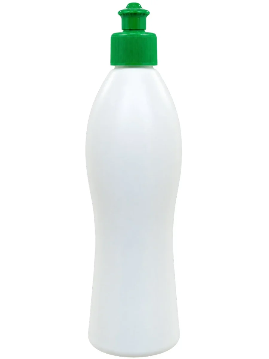 Green-Capped White Squeeze Bottle – HDPE body / PP cap container – S.A Plastic Industries