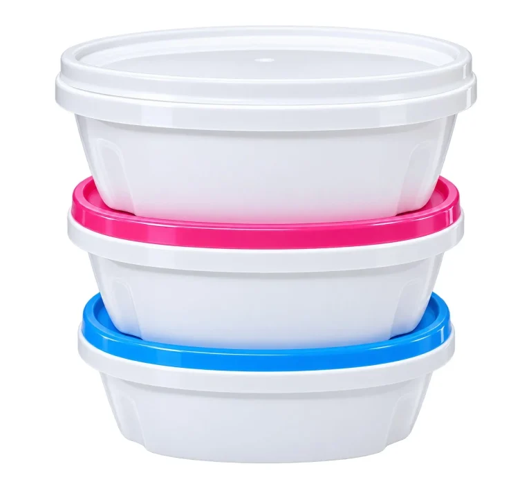 Stacked White Food Storage Containers – PP container / PP lid container – S.A Plastic Industries