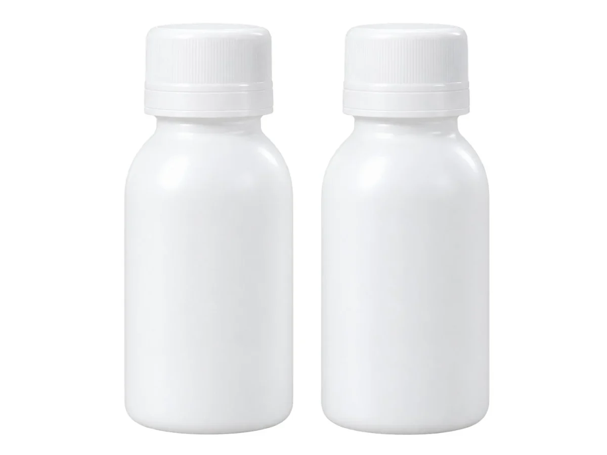 Twin White Medicine Bottles – HDPE body / PP cap container – S.A Plastic Industries