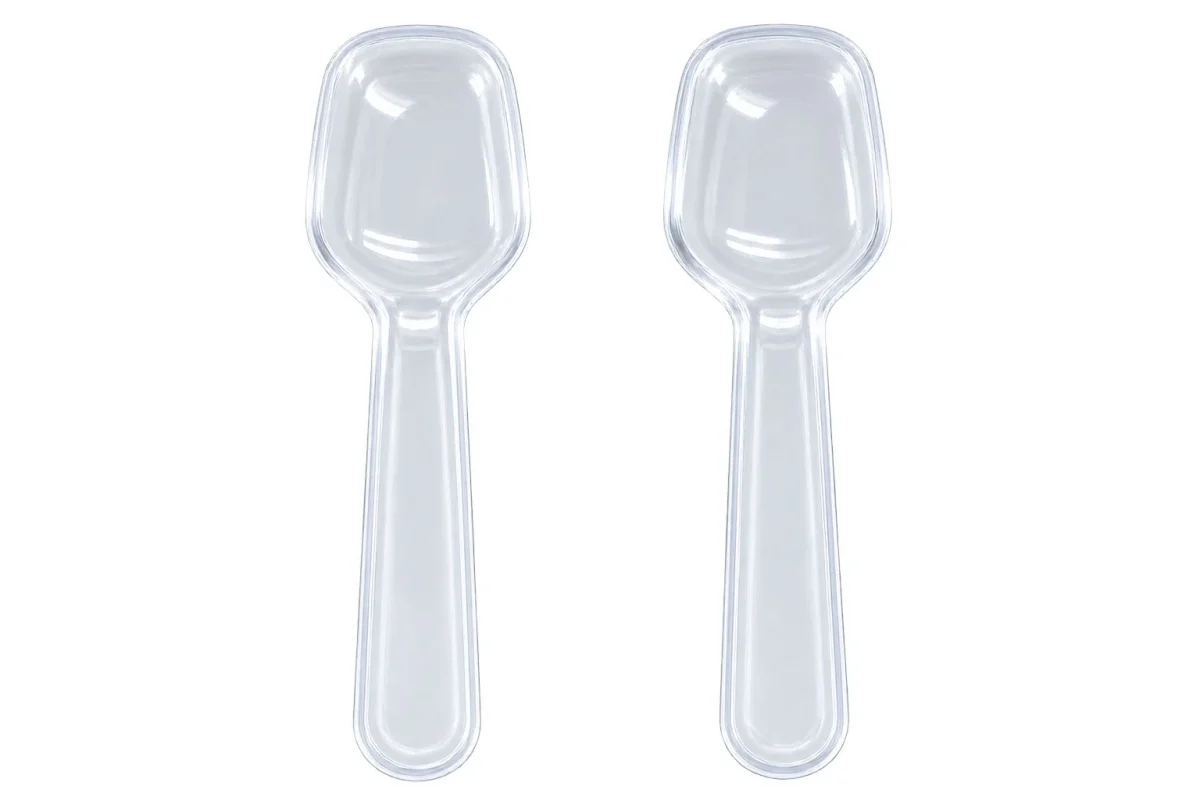 Two Clear Plastic Sample Spoons – PP container – S.A Plastic Industries