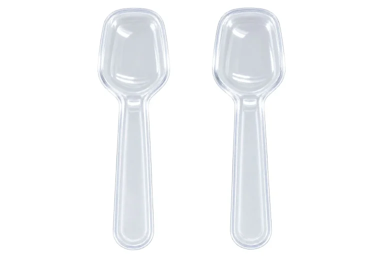 Two Clear Plastic Sample Spoons – PP container – S.A Plastic Industries