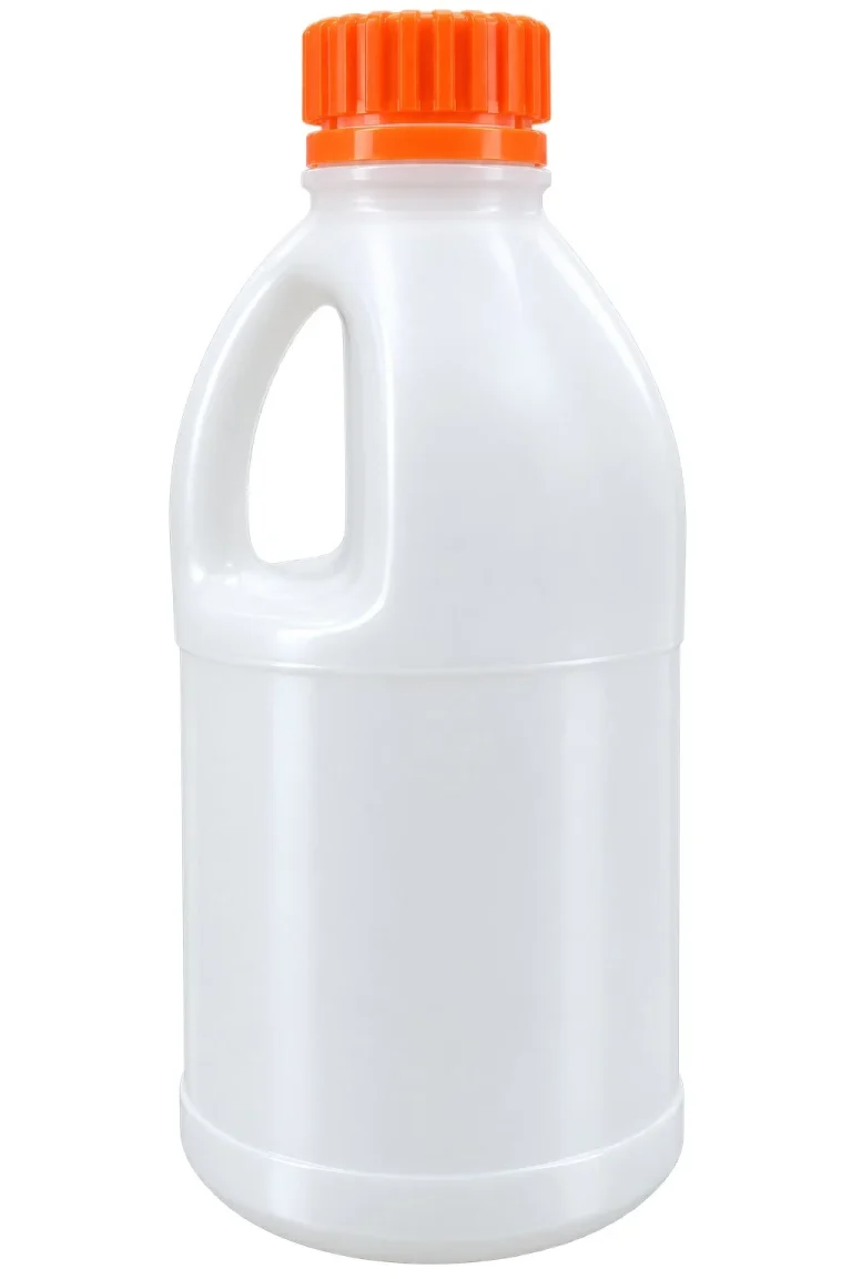 White Detergent Jug with Orange Cap – HDPE body / PP cap container – S.A Plastic Industries